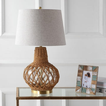 Joseph 28.5" Glass /Rope LED Table Lamp - JONATHAN Y
